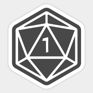 DnD - Natural 1 D20 White Sticker